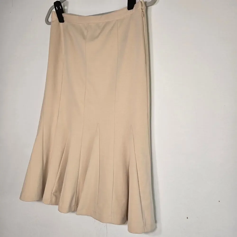 Spiegel Womens Beige Flare Polyester Blend Side Zip Classic Fit Skirt Size 10P